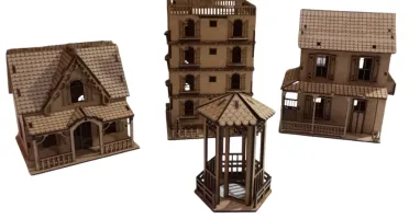 Kit 3 casinha mais 01 coreto em mdf, maquete, diorama