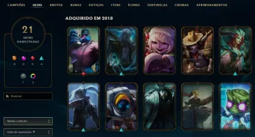Conta: Ouro V / LvL 100/ / 77 Campeões / 21 Skins / Etc..