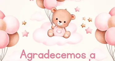 50 Adesivos Ursinha Rosa - Chá de Bebê