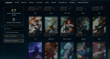 Unranked com 40 CHamps e 3 Skins