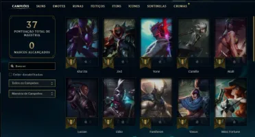 Conta Unranked (ex Platina) com 35 Champs e 6 Skins