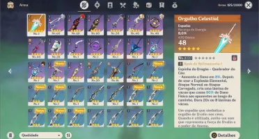 CONTA AR40 COM DILUC/GANYU 5* + ARMA 5* ORGULHO CELESTIAL
