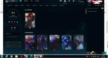 Conta LoL todos os campeões 91 skins Platina 3