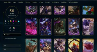 Platina 4 com 125 Champs e 58 Skins