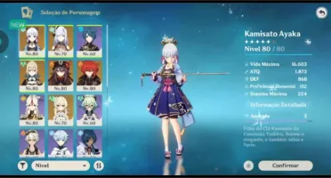 Conta genshin ar 51 ayaka + shenhe