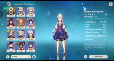Conta genshin ar 51 ayaka + shenhe