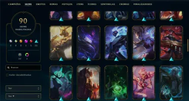 Unranked com TODOS os Champs e 90 Skins ( MID / JG / SUP )