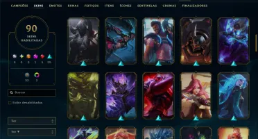 Unranked com TODOS os Champs e 90 Skins ( MID / JG / SUP )