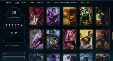 Unranked com TODOS os Champs e 90 Skins ( MID / JG / SUP )