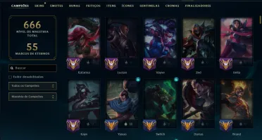 Esmeralda 4 com TODOS os Champs e 170 Skins ( Nivel 619 )