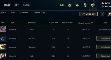 Conta LoL Diamante 1 com RP/E
