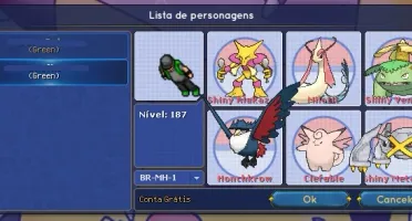 Otpokemon - Conta Lvl 187 com diversos itens no mundo Green
