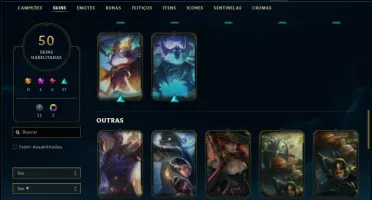 Conta diamante 4 com 50 skins e 80 champs
