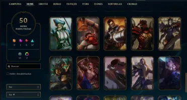 Conta diamante 4 com 50 skins e 80 champs