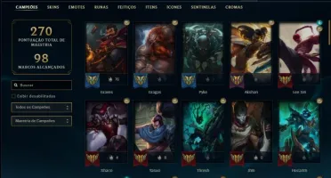Conta diamante 4 com 50 skins e 80 champs