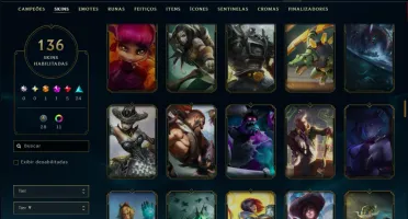 Unranked com 140 Champs e 136 Skins ( MID / JG )