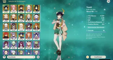 Conta Genshin - AR 57/18x5★/ 7 Armas 5★ - Main Venti C2