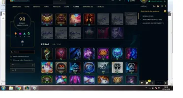 CONTA LEAGUE OF LEGENDS PRATA COM 9 PAGINAS DE RUNA 56 SKIN