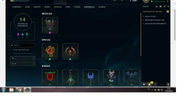 CONTA LEAGUE OF LEGENDS PRATA COM 9 PAGINAS DE RUNA 56 SKIN