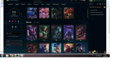 CONTA LEAGUE OF LEGENDS PRATA COM 9 PAGINAS DE RUNA 56 SKIN