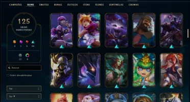 Conta prata 4 com 125 skins e 145 champs