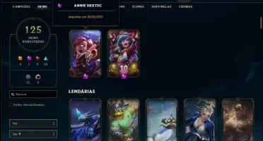Conta prata 4 com 125 skins e 145 champs