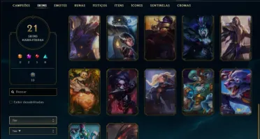 Conta prata 2 com 21 skins e 44 champs