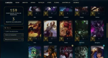 Conta prata 2 com 21 skins e 44 champs