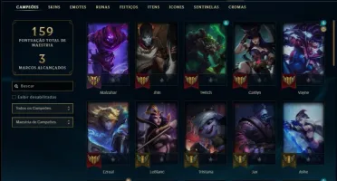 Conta prata 2 com 21 skins e 44 champs