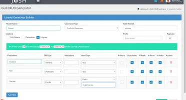 Josh – Laravel Admin Template + Front End + CRUD