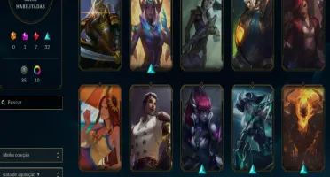 Conta mestre com 103 skins, contendo 7 lendarias e 148 champ