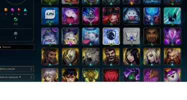 Conta mestre com 103 skins, contendo 7 lendarias e 148 champ