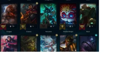 Conta mestre com 103 skins, contendo 7 lendarias e 148 champ