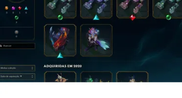 Conta mestre com 103 skins, contendo 7 lendarias e 148 champ