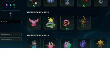 Conta mestre com 103 skins, contendo 7 lendarias e 148 champ