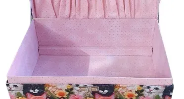 Caixa Grande para Bijuterias e Joias Estampa de Gatinhos