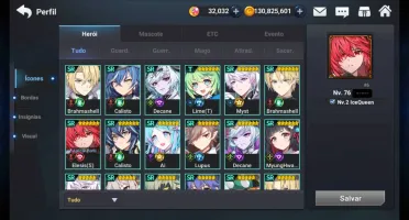 Conta do Grand Chase Mobile Lev 76