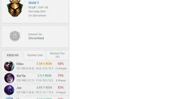 CONTA SMURF LOL OURO 1 65% WINRATE
