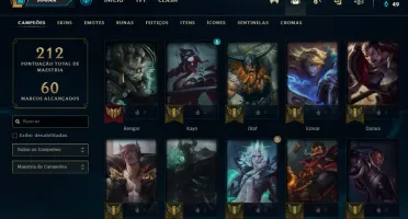 Conta lol plat com 56 champs + 27 skins (main yasuo skins)