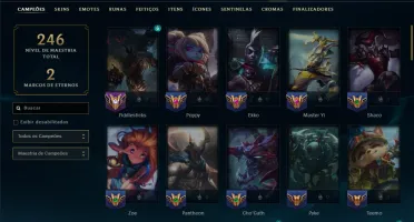 Unranked com 70 Champs e 12 Skins