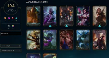 conta de lol nivel 216, 104+skins