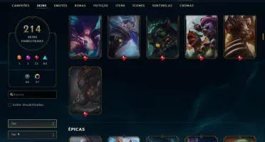 Conta lol, varias skins, level 158.