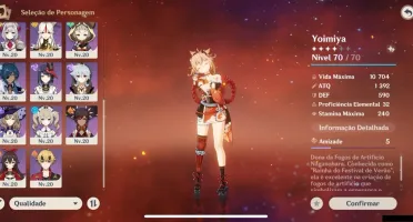 Genshin Impact AR 39 - Yoimiya - Kazuha - Keqing + 2 arma T5