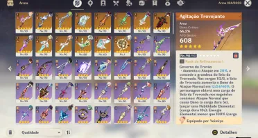 conta genshin end game AR 60, 19 pers 5* e 14 armas 5*