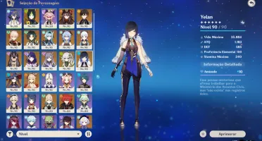 conta genshin end game AR 60, 19 pers 5* e 14 armas 5*