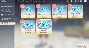 conta genshin end game AR 60, 19 pers 5* e 14 armas 5*