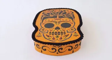 Quadro Box Caveira Mexicana Amarela