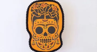 Quadro Box Caveira Mexicana Amarela
