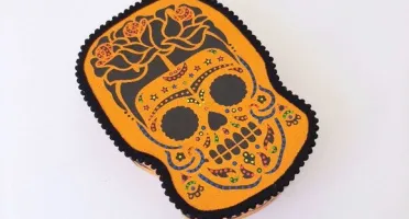 Quadro Box Caveira Mexicana Amarela