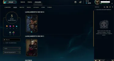 Conta League of Legends - Ouro 5 - 30 Campeoes e 3 Skin